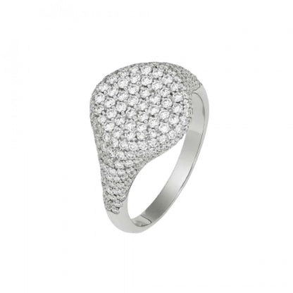 Anello Chevalier Pavé Oro Bianco 18kt E Diamanti