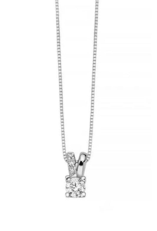 Collana con Diamante Punto Luce in Oro Bianco Miluna CLD4511-009G7