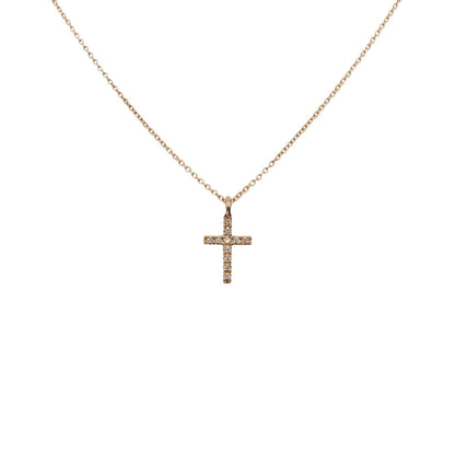 Girocollo Croce Oro Rosa 18 Kt E Diamanti Crivelli 234-3979