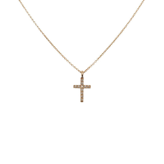 Girocollo Croce Oro Rosa 18 Kt E Diamanti Crivelli 234-3979