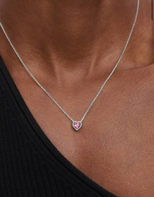 Collana Cuore in Rilievo Rosa Pandora 398425C02-45