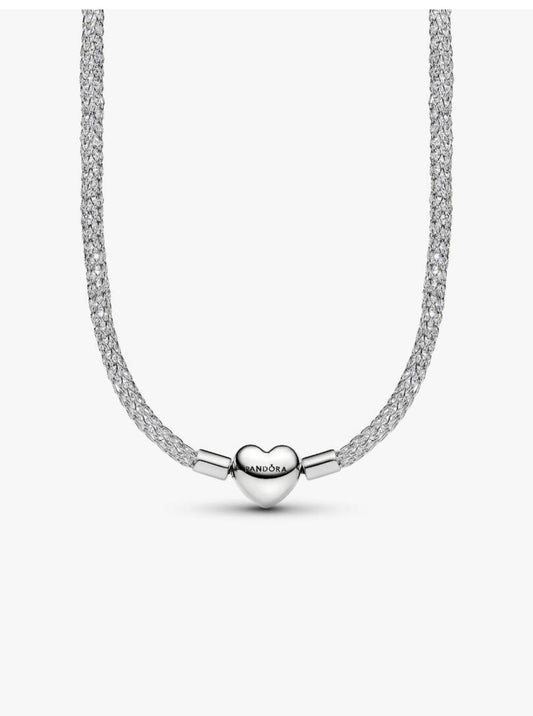 Collana Maglia Mesh con pietre luminose e Chiusura a Cuore Pandora 335080C01-45