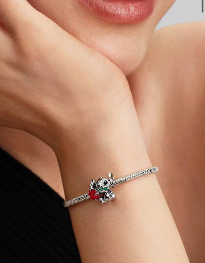 Disney, Lilo & Stitch, Stitch con la rosa Argento Sterling 925 Pandora 794378C01