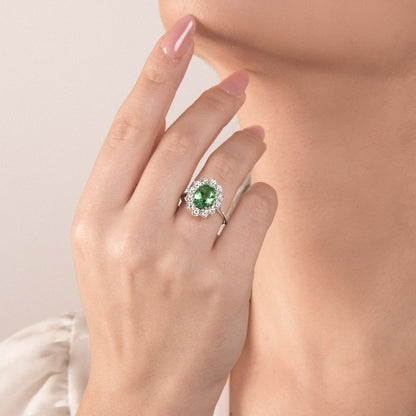 Anello con Smeraldo e Diamante in Oro Bianco Mirco Visconti MV214/B50S