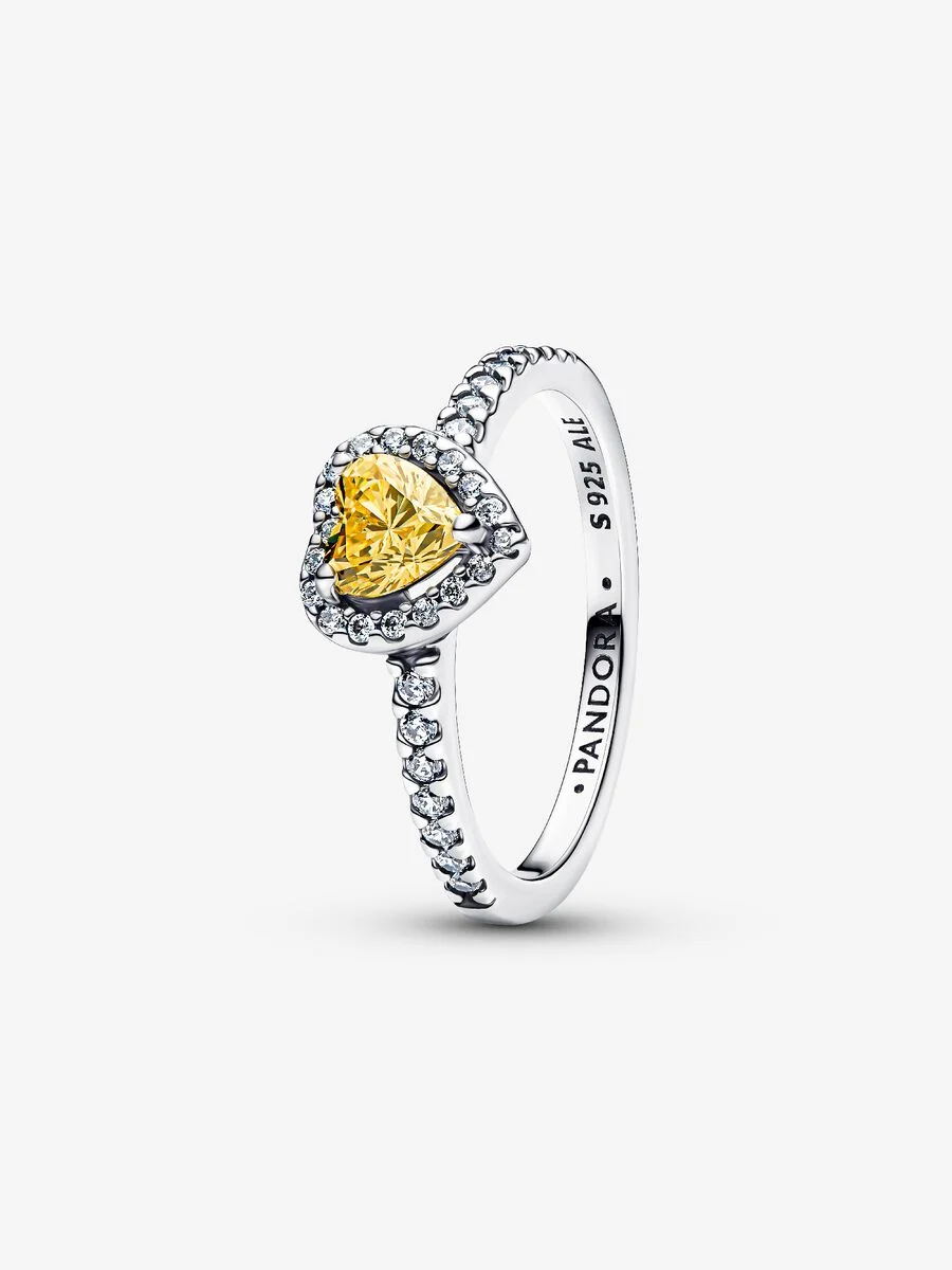Anello Cuore in Rilievo Giallo Argento Sterling 925 Pandora 198421C06