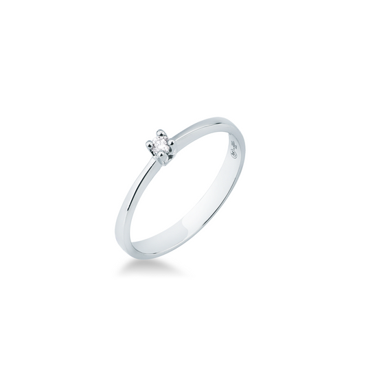 Anello Solitario con Diamanti e Oro Bianco Mirco Visconti GS074