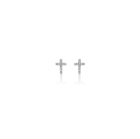 Cross Earrings in 18 Kt White Gold and Diamonds Crivelli 370-XE2248