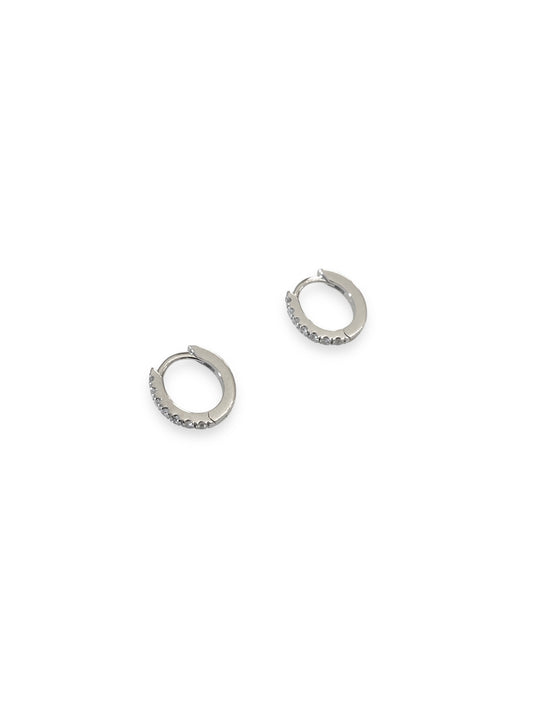 Orecchini Mini Boccole Oro Bianco 18 ct e Diamanti Crivelli 326-BO862-8