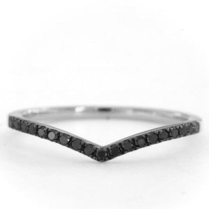 V Ring 18 Kt White Gold And Black Diamonds Crivelli 370-XR6041