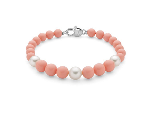 Bracciale “Terra e Mare” in Pasta di Corallo Rosa e Perle in Argento925 Miluna PBR3665