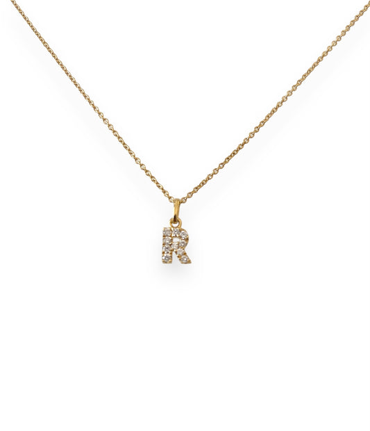 Initial R Necklace in 18 Kt Yellow Gold and Diamonds Crivelli 370-XN5197