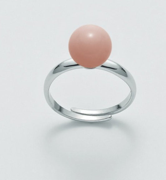 Anello “Terra e Mare” in Pasta di Corallo Rosa e Argento925 Regolabile Miluna LID3308