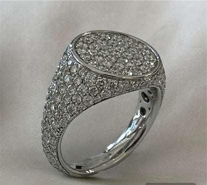 Pavé Chevalier Ring in White Gold and Diamonds Crivelli 234-5838