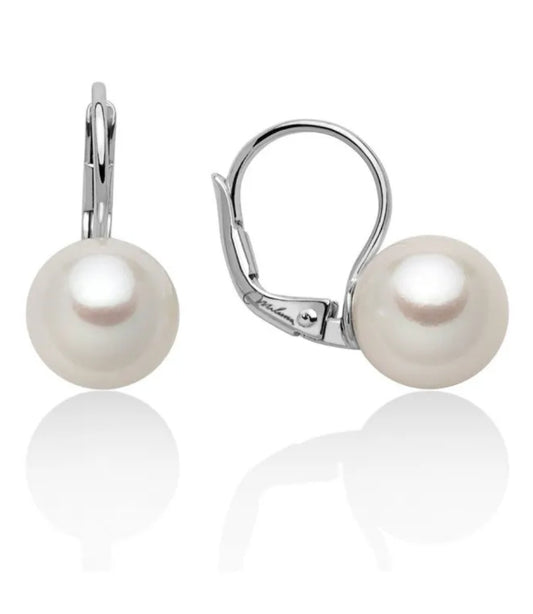Orecchini di Perle a Monachella 7,5-8mm in Oro Bianco Miluna PER2396