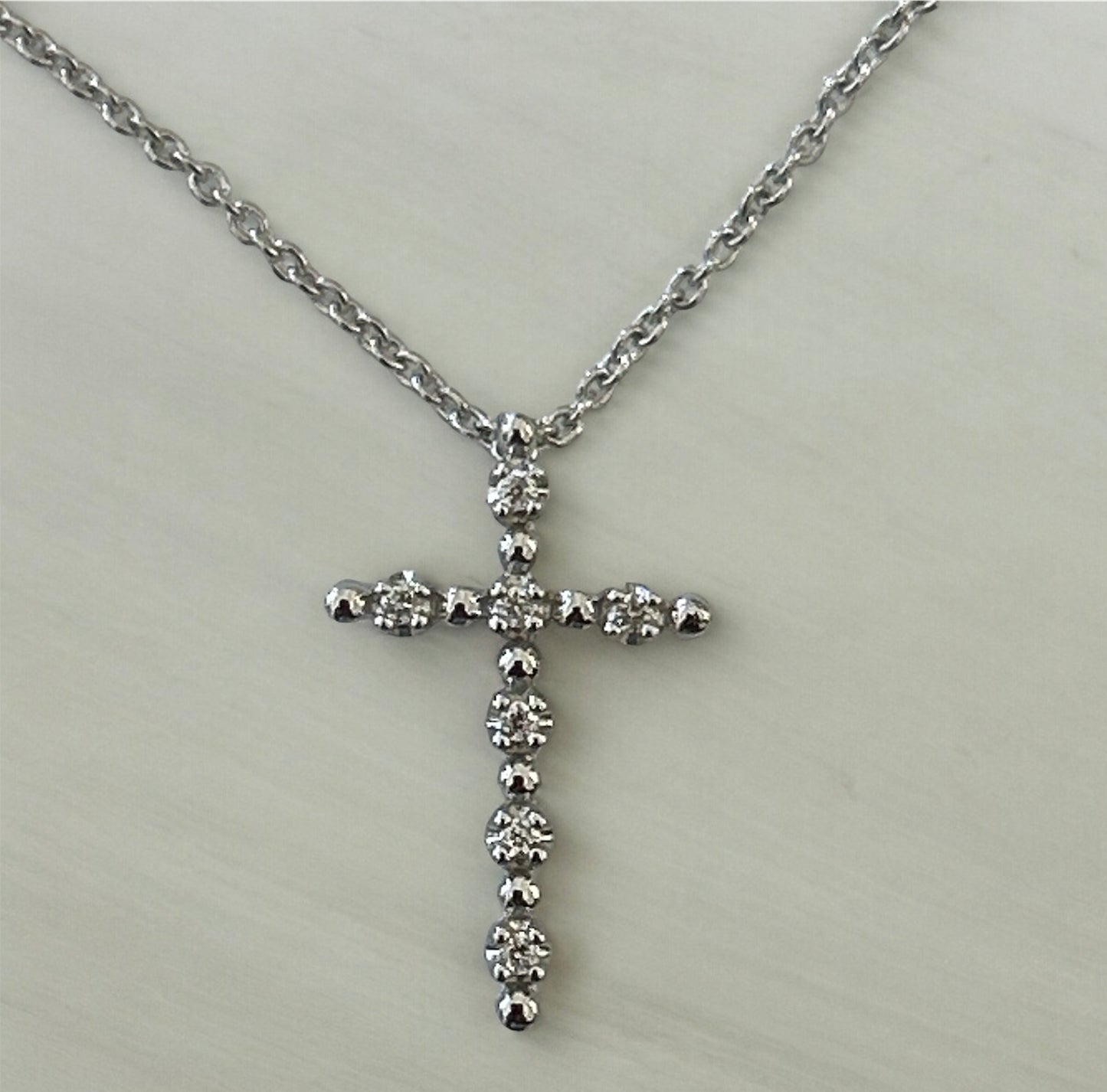 Cross Necklace in 18 Kt White Gold and Diamonds Crivelli 370-XN4312