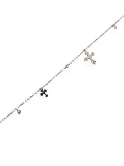 Cross Bracelet in 18 kt White Gold and Diamonds Crivelli 370-XB2430