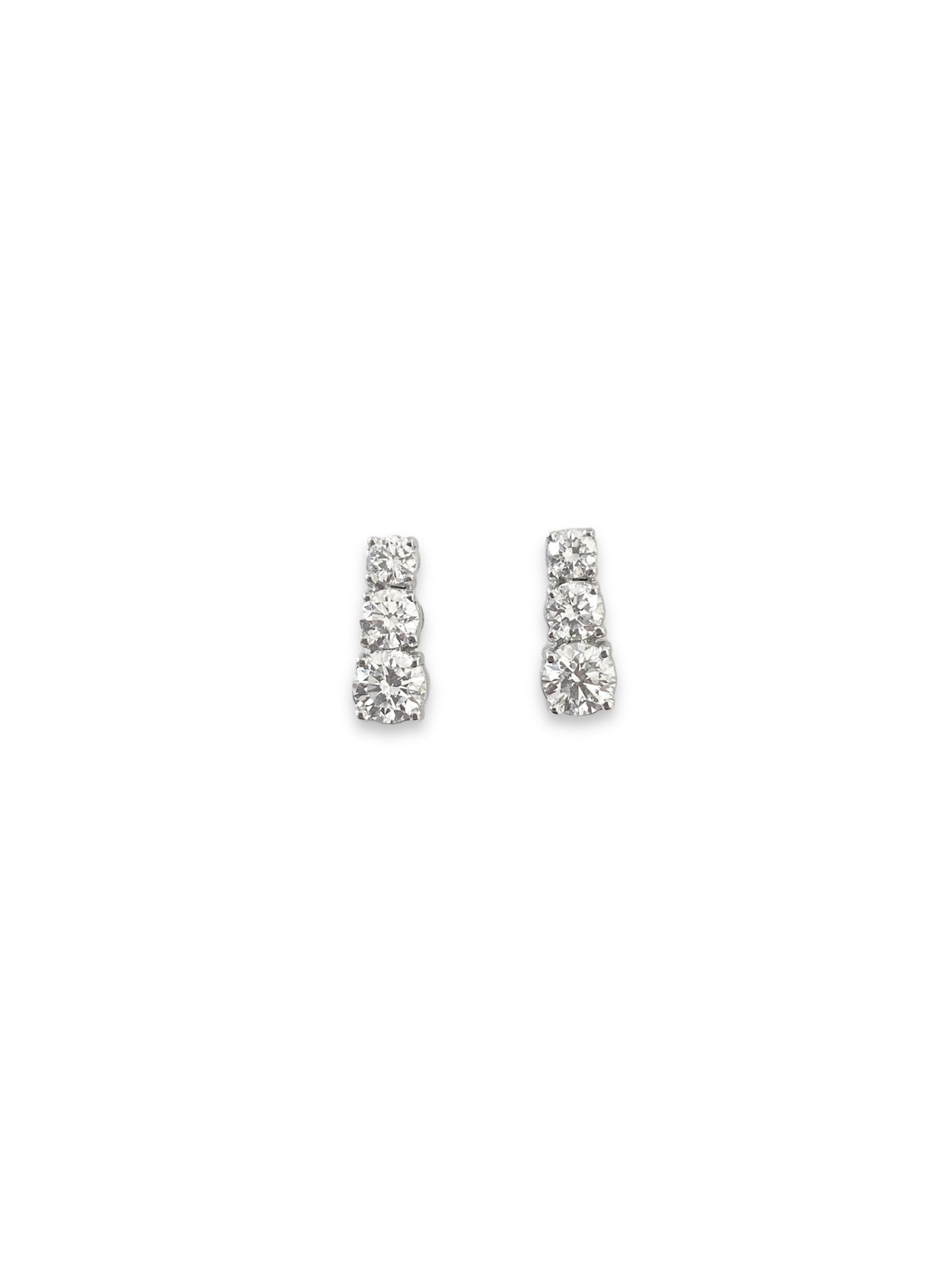 Trilogy Earrings in 18 Kt White Gold and Diamonds Crivelli 369-3258-B113