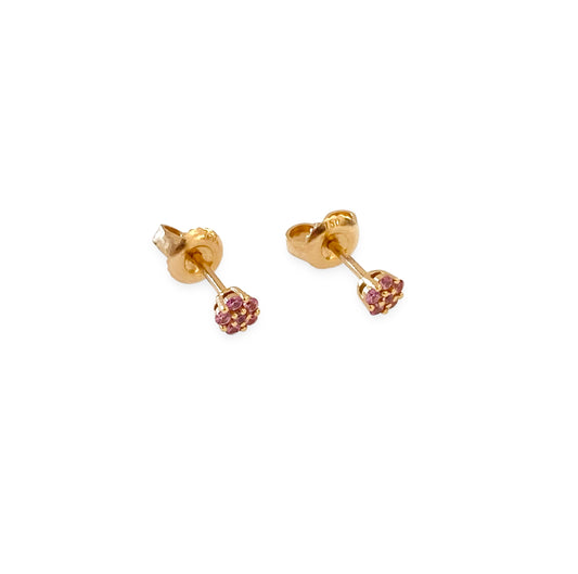 Orecchini Fiore Pavé Oro Rosa 18 Kt E Zaffiri Rosa Crivelli 370-XE3058