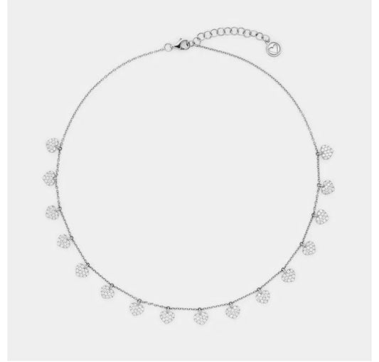 Collana Cuoricini Oro Bianco 18 Kt E Diamanti Crivelli 234-5723