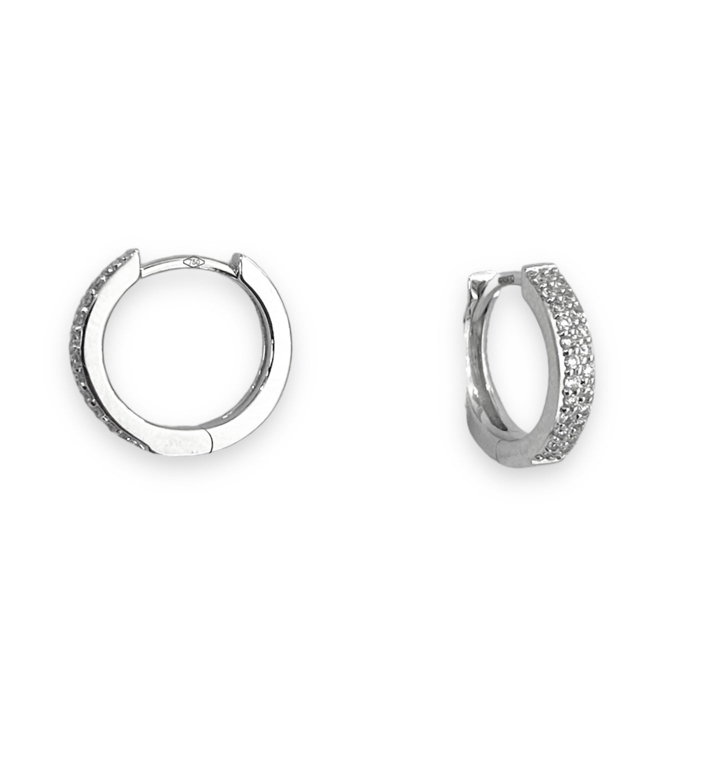 18 Kt White Gold and Diamond Hoop Earrings Crivelli 370-XE2838