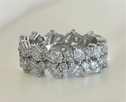 Marquise Band Ring in 18 Kt White Gold and Diamonds Crivelli 231-3771