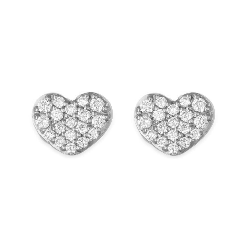 Orecchini Cuore Pavé Oro Bianco 18 Kt E Diamanti Crivelli 370-XE1997