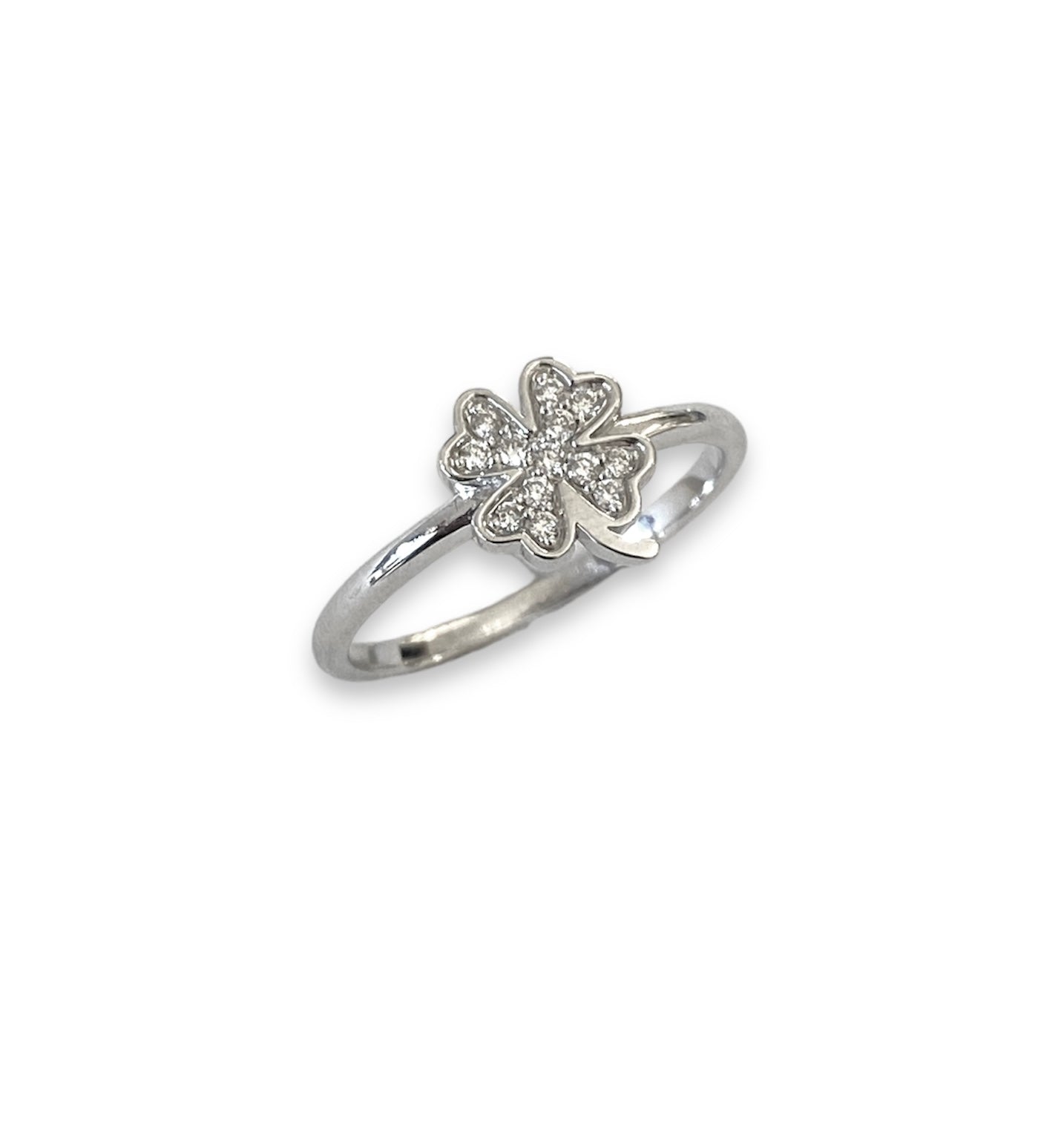 Four-leaf clover ring Pavé 18 Kt White Gold and Diamonds Crivelli 370-XR5048