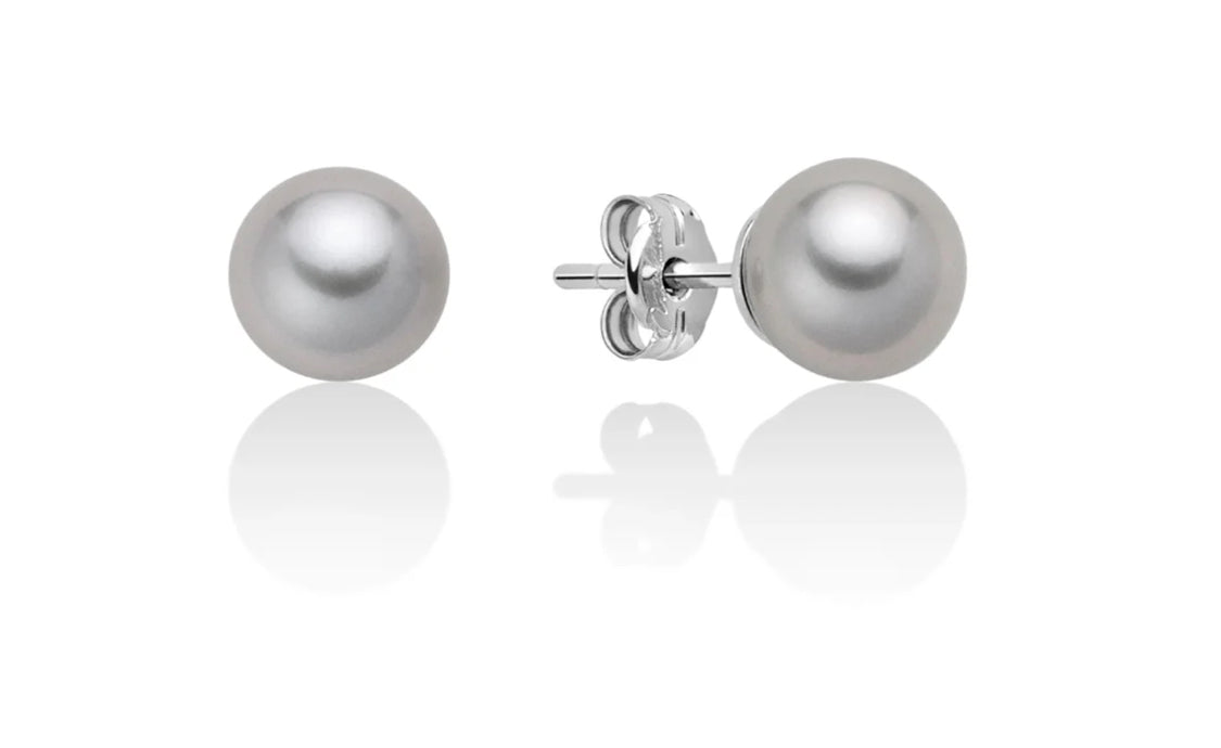 Orecchini di Perle Gemelle Grigie 7-7,5mm in Oro Bianco Miluna PPN775BGMV
