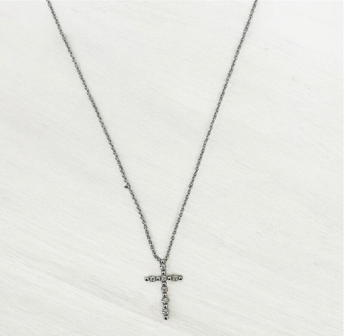 Cross Necklace in 18 Kt White Gold and Diamonds Crivelli 370-XN4312