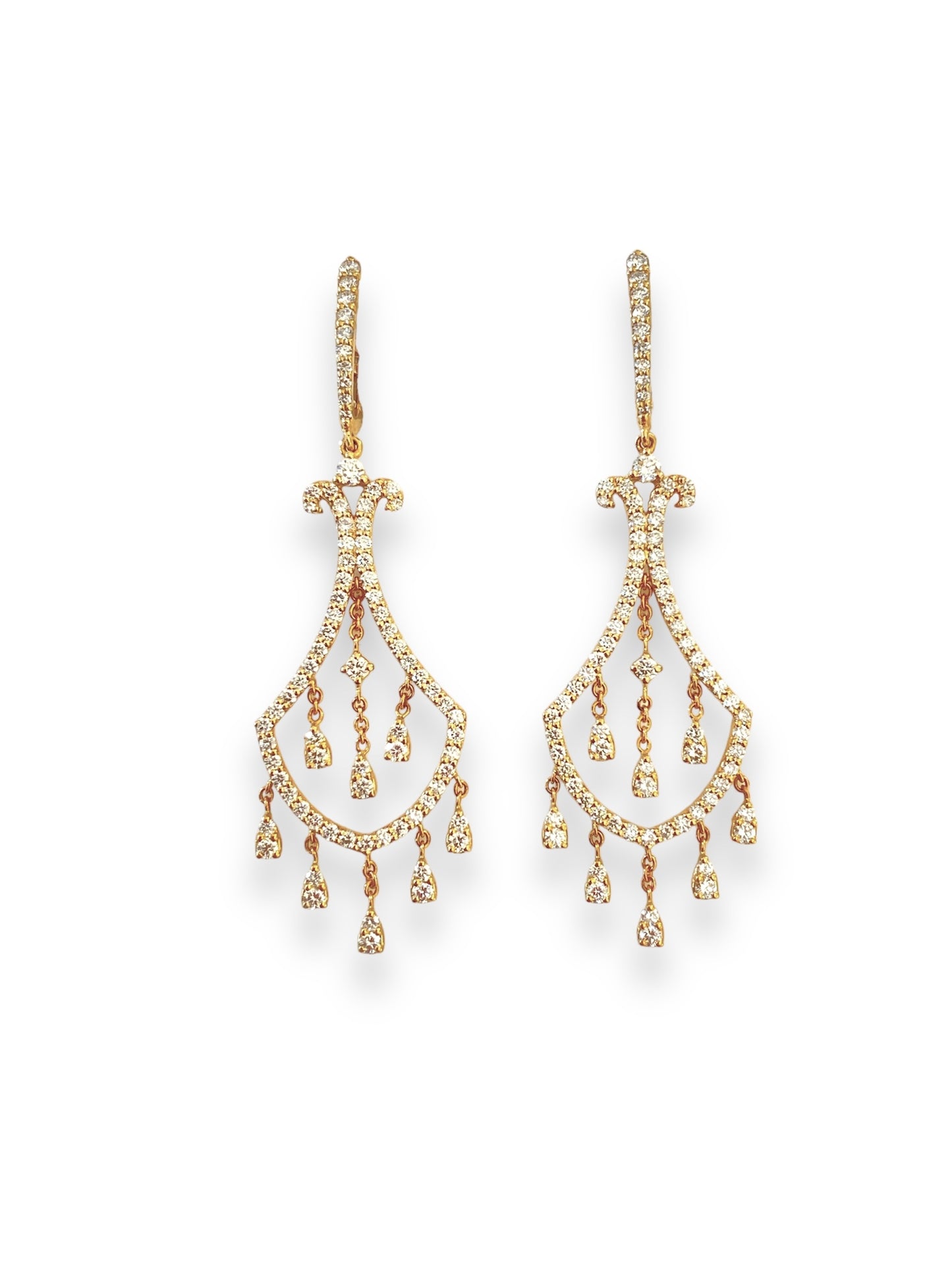 Chandelier Earrings in 18 Kt Rose Gold and Diamonds Crivelli 117-OR764