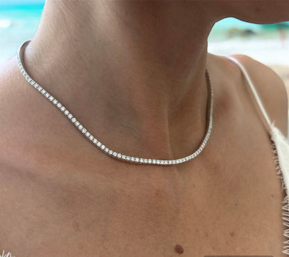 Tennis Necklace 18K White Gold Plated 5mm Round - Foto 2