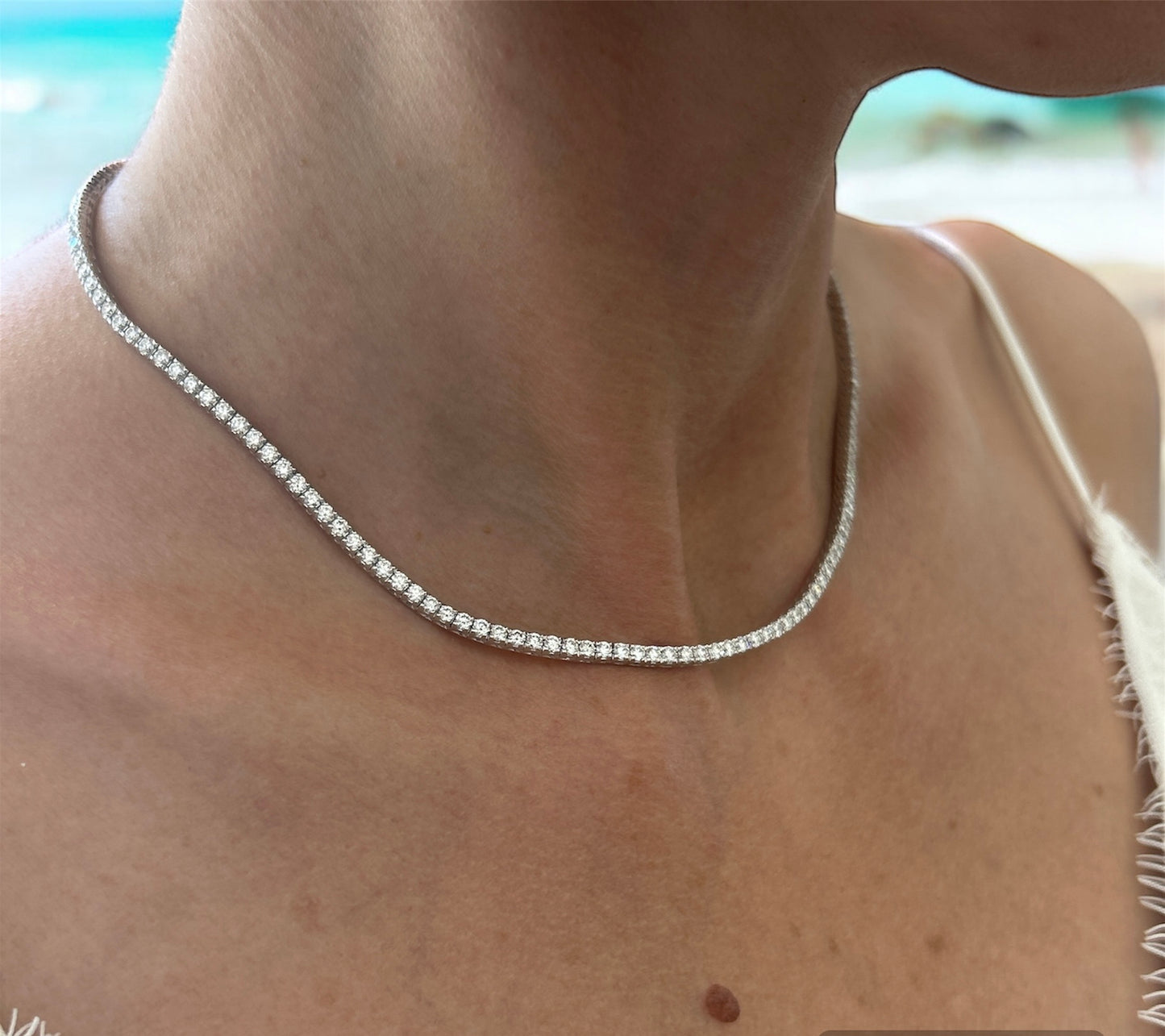 Tennis Necklace in 18 Kt White Gold and Diamonds Crivelli 045-3044