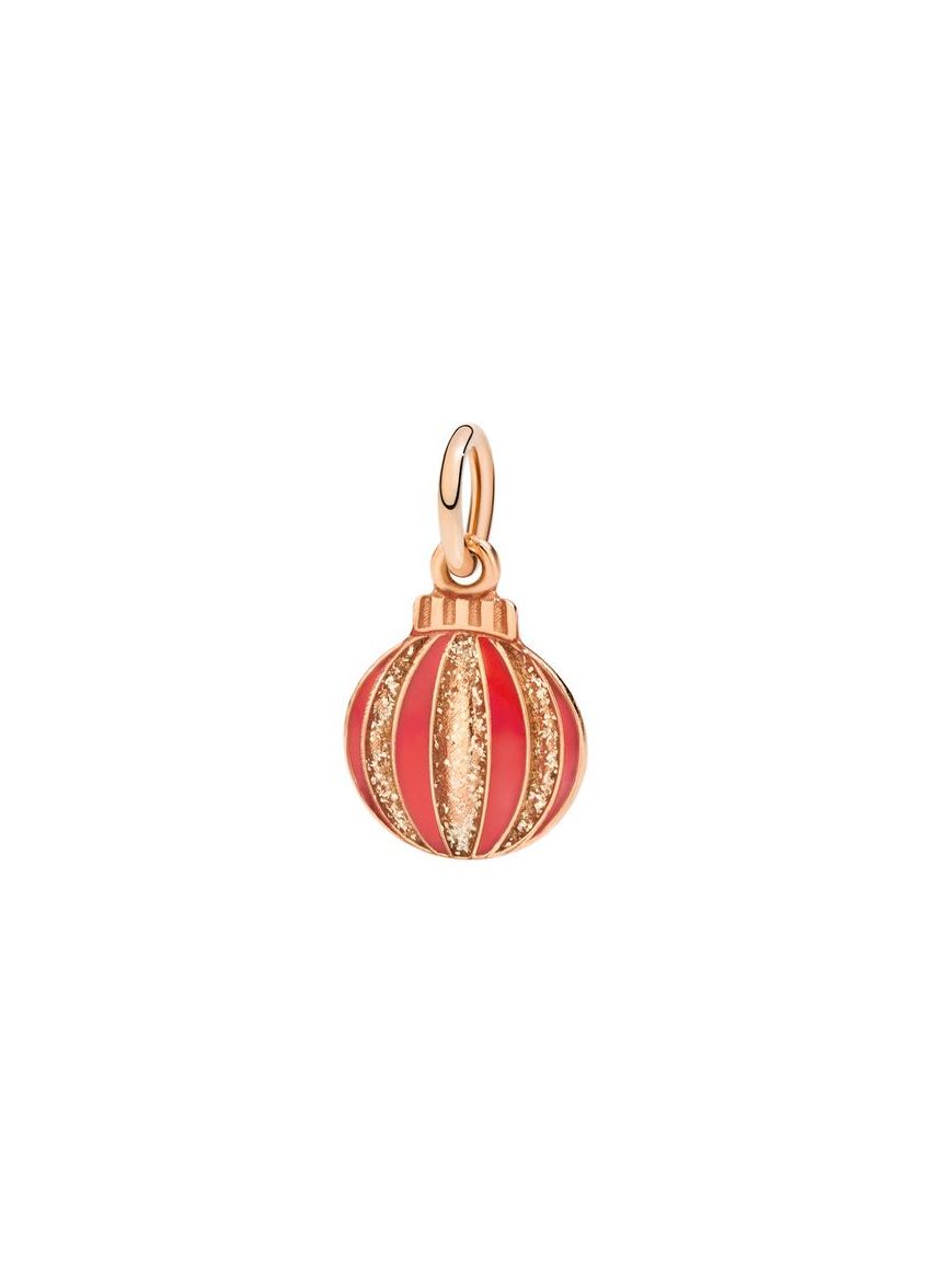 Glitter Christmas Ball Pendant in 9 Kt Rose Gold, Enamel and Glitter Dodo DMB9040BALLSERO9R