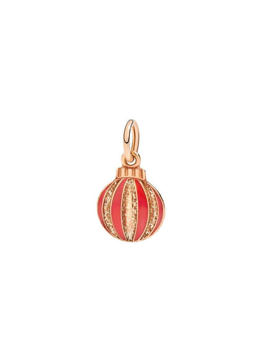 Glitter Christmas Ball Pendant in 9 Kt Rose Gold, Enamel and Glitter Dodo DMB9040BALLSERO9R