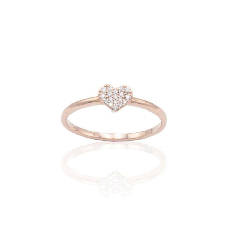 Pavé Heart Ring in 18 Kt Rose Gold and Diamonds Crivelli 370-XR4570