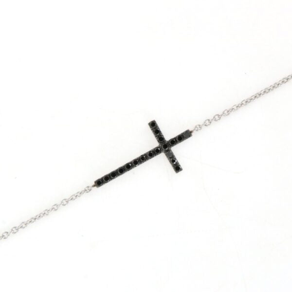 Cross Bracelet in 18 Kt White Gold and Black Diamonds Crivelli 370-XB1836