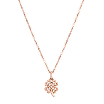 Four-leaf clover necklace Pavé 18 Kt Rose Gold and Diamonds Crivelli 370-XN2573