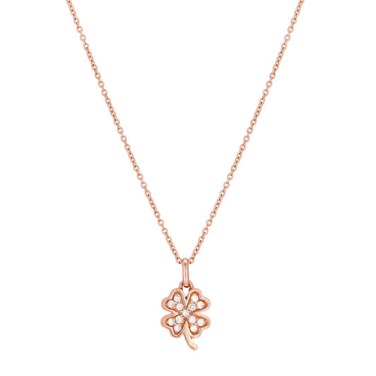 Girocollo Quadrifoglio Pavé Oro Rosa 18 Kt E Diamanti Crivelli 370-XN2573