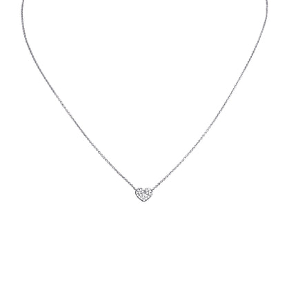 Pavé Heart Choker Necklace in 18 Kt White Gold and Diamonds 370-XN1846