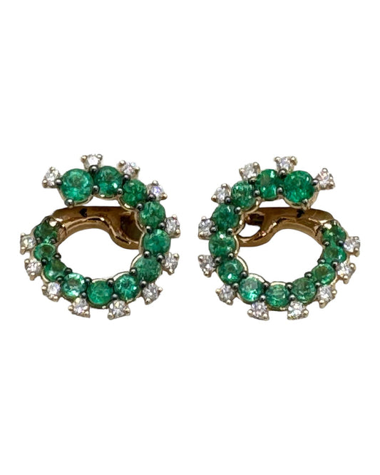 Spiral earrings with emeralds in 18 kt rose gold and diamonds Crivelli 274-CRB128