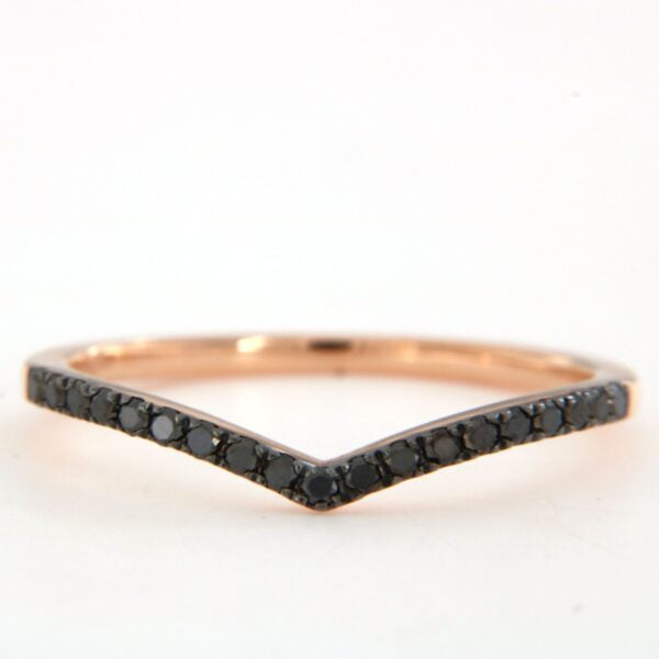 V Ring 18 Kt Rose Gold and Black Diamonds Crivelli 370-XR4990