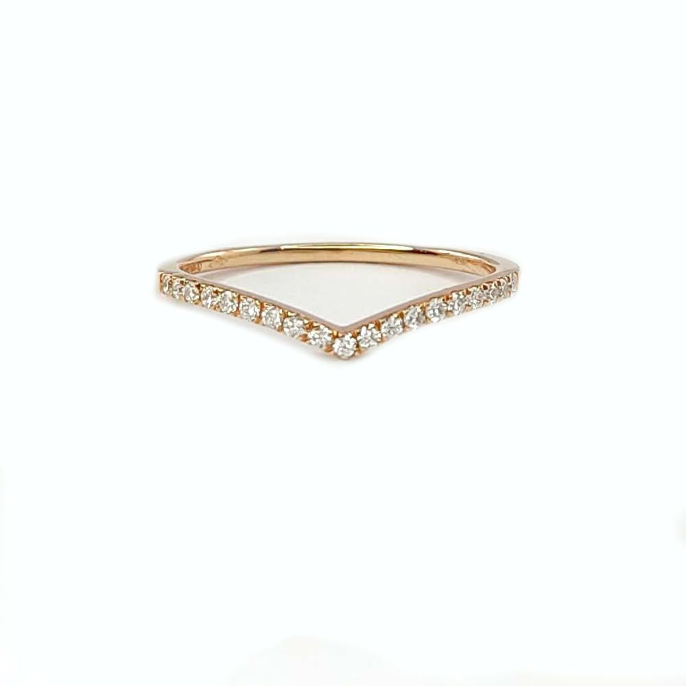 V Ring 18 Kt Rose Gold and White Diamonds Crivelli 234-5704-370