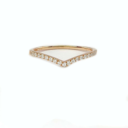 V Ring 18 Kt Rose Gold and White Diamonds Crivelli 234-5704-370