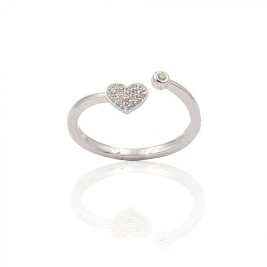 Anello Cuore Pavé Semi Aperto Oro Bianco 18 Kt E Diamanti Crivelli 370-XR6279