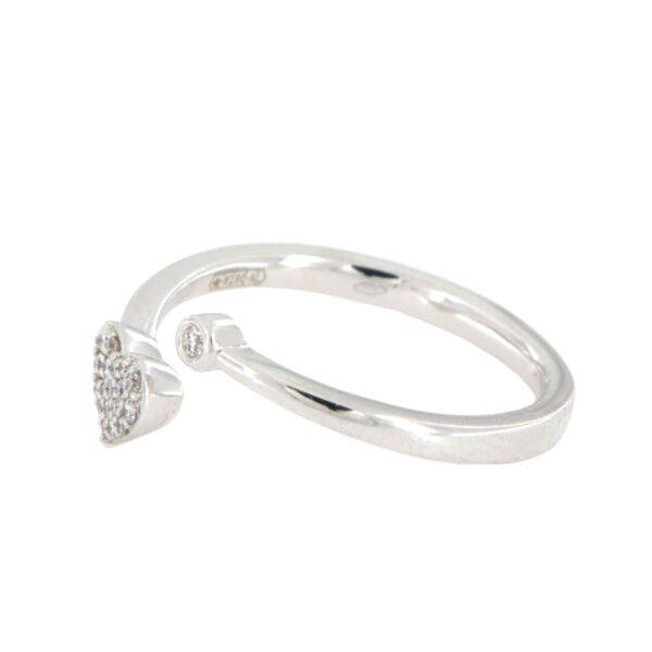 Semi-open pavé heart ring in 18 kt white gold and diamonds Crivelli 370-XR6279