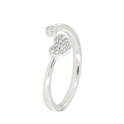 Semi-open pavé heart ring in 18 kt white gold and diamonds Crivelli 370-XR6279