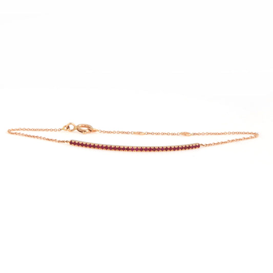 Bracciale Oro Filo Targa Oro Rosa 18 Kt E Rubini Crivelli 370-XB2592