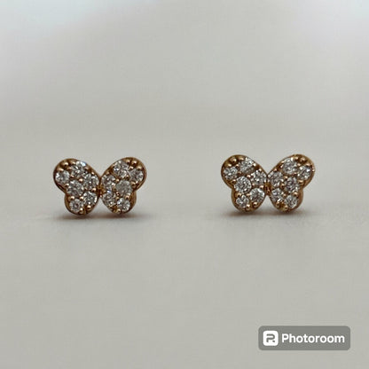 Pavé Butterfly Earrings in 18 Kt Rose Gold and Diamonds Crivelli 370-XE3334