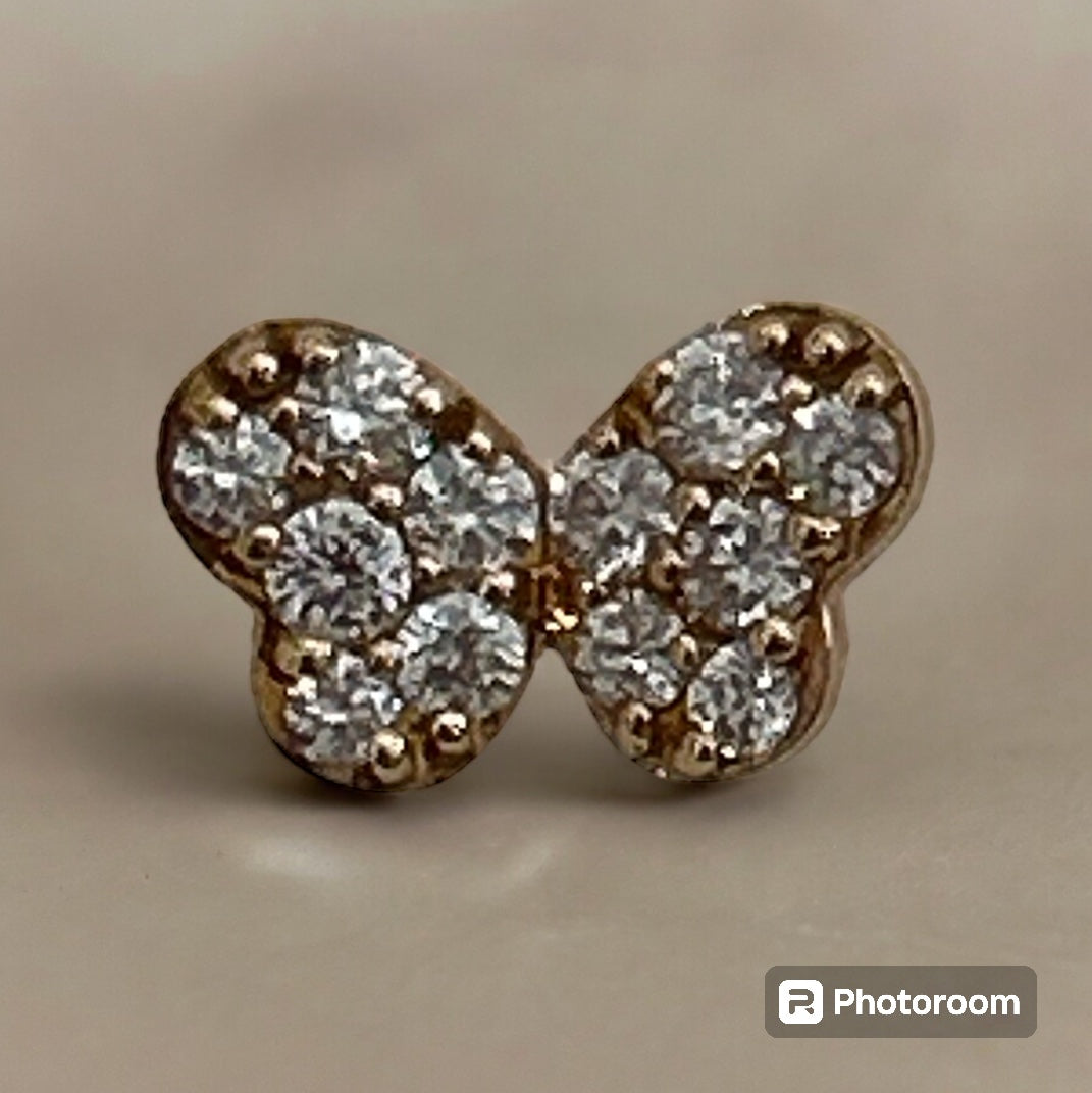 Pavé Butterfly Earrings in 18 Kt Rose Gold and Diamonds Crivelli 370-XE3334