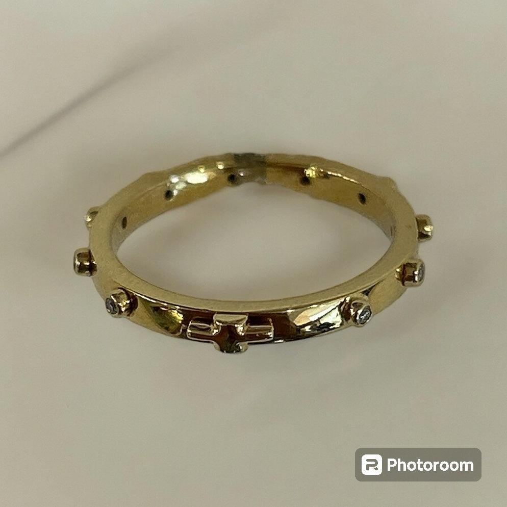 Rosary Ring in 18 Kt Yellow Gold and Diamonds Crivelli 262-5668